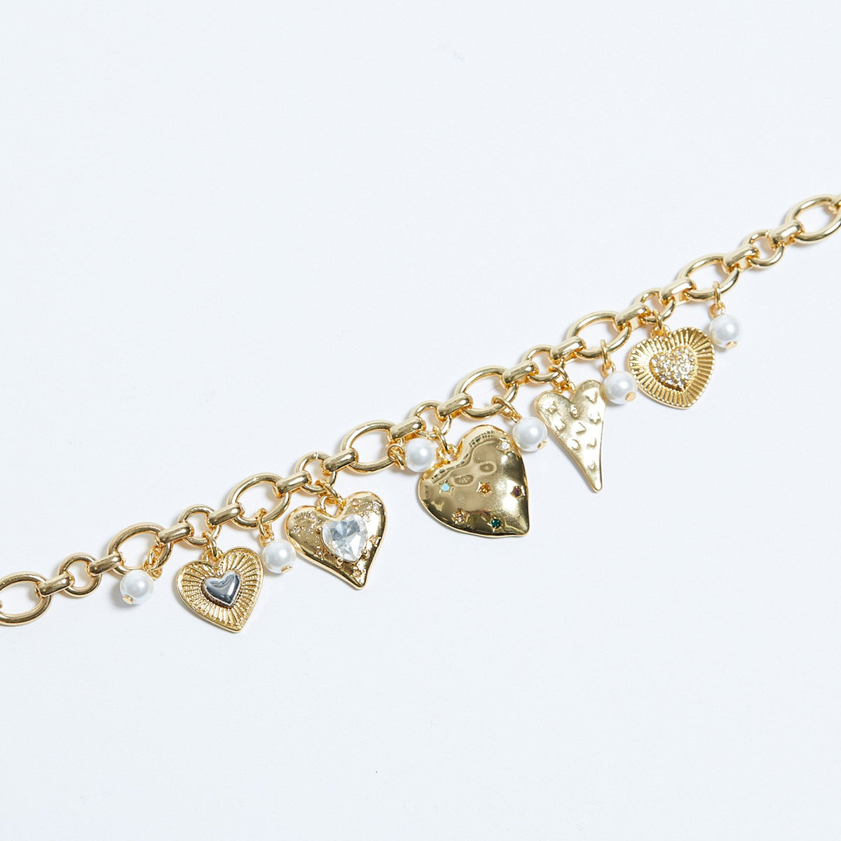 Mood Gold Coloured Crystal Meaningful Heart Charm Necklace