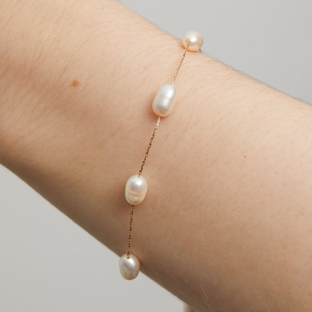 Jon Richard Gold Plated Fine Chain And Freshwater Pearl Bracelet