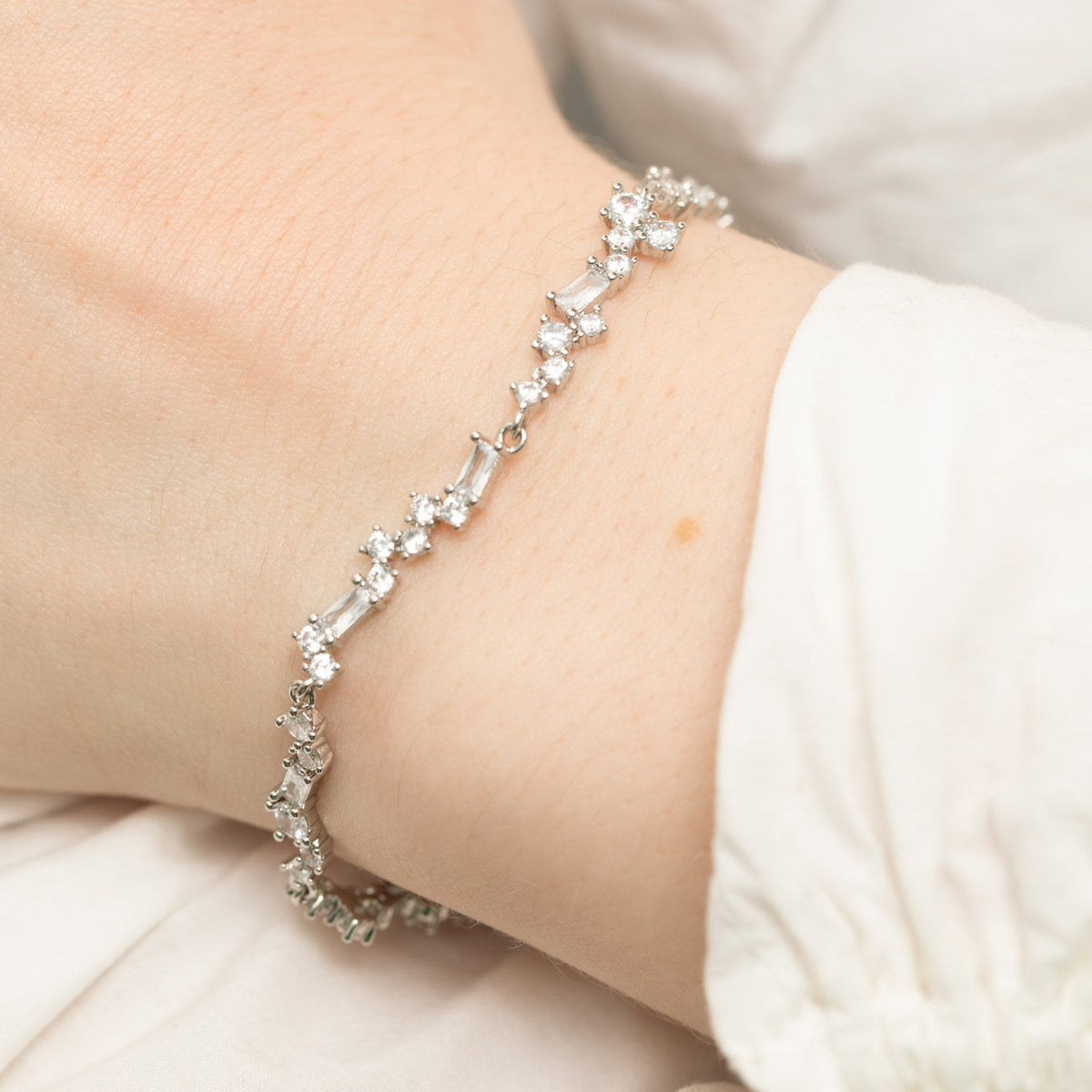 Jon Richard Rhodium Plated Scattered Stone Bracelet
