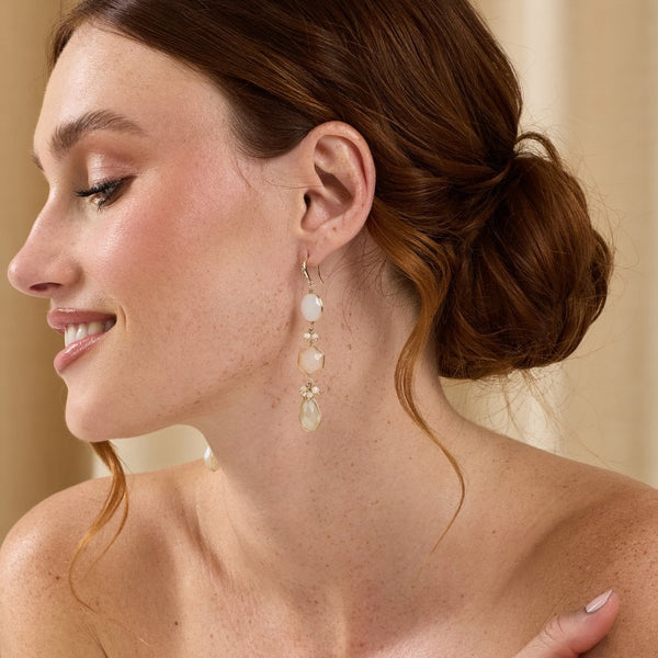Jon Richard Gold Plated Faceted Stone And Freshwater Pearl Earrings