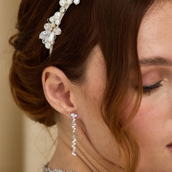 Jon Richard Rhodium Plated Scattered Stone Earrings