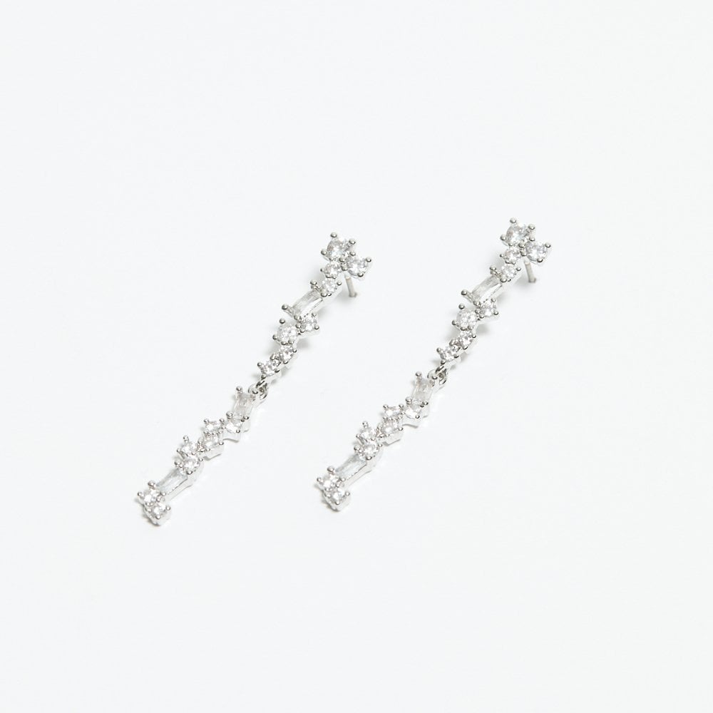 Jon Richard Rhodium Plated Scattered Stone Earrings