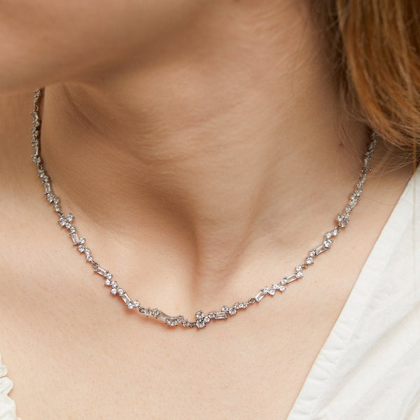 Jon Richard Rhodium Plated Scattered Stone Necklace