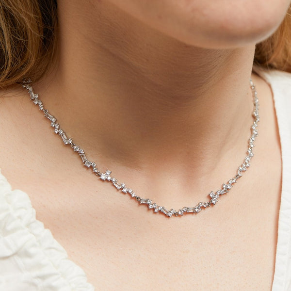 Jon Richard Rhodium Plated Scattered Stone Necklace