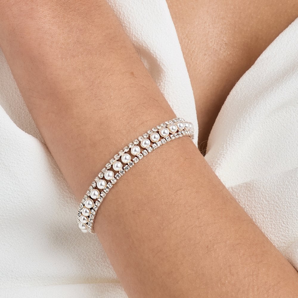 Jon Richard Silver Plated Pearl And Crystal Bracelet
