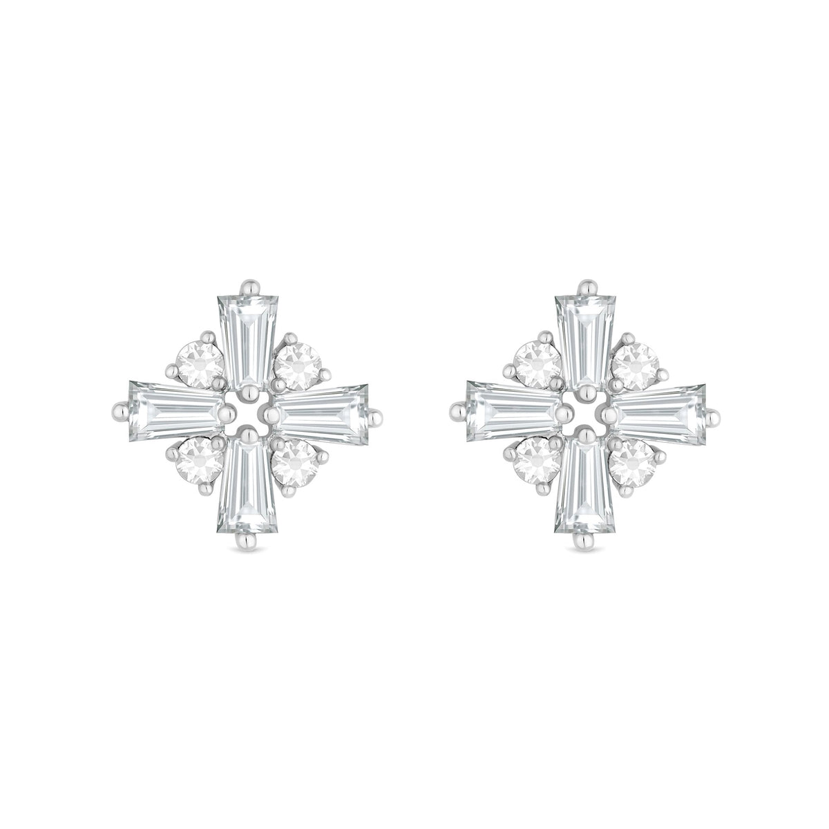 Jon Richard Silver Plated Cubic Zirconia Crystal Baguette Stud Earrings