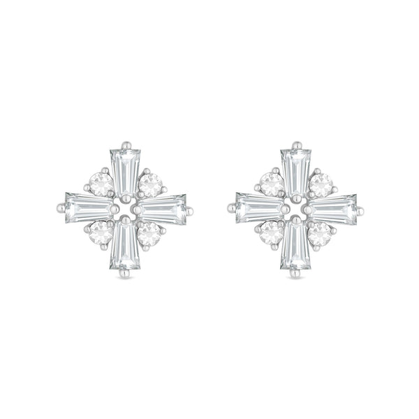 Jon Richard Silver Plated Cubic Zirconia Crystal Baguette Stud Earrings