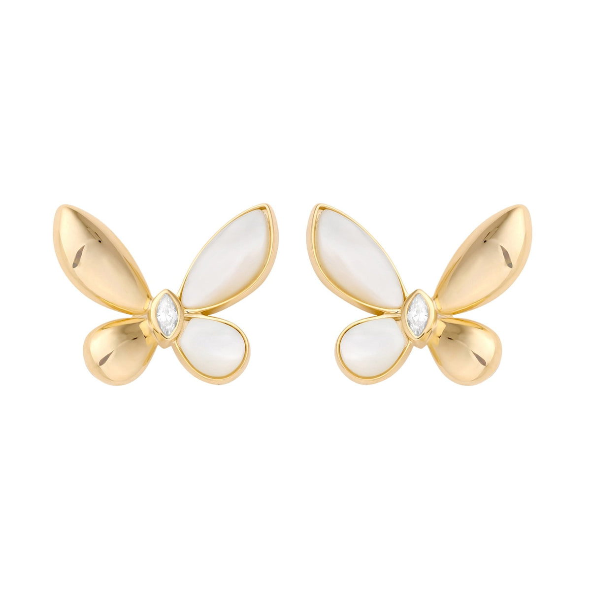 Jon Richard Gold Plated Polished And Mother Of Pearl Butterfly Stud Earrings