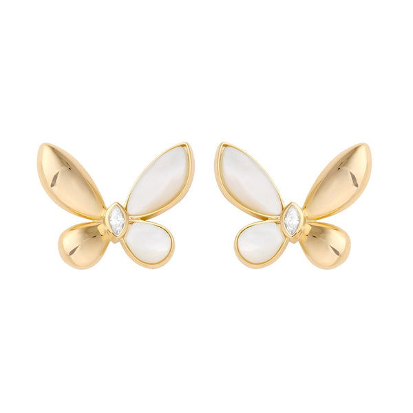 Jon Richard Gold Plated Polished And Mother Of Pearl Butterfly Stud Earrings