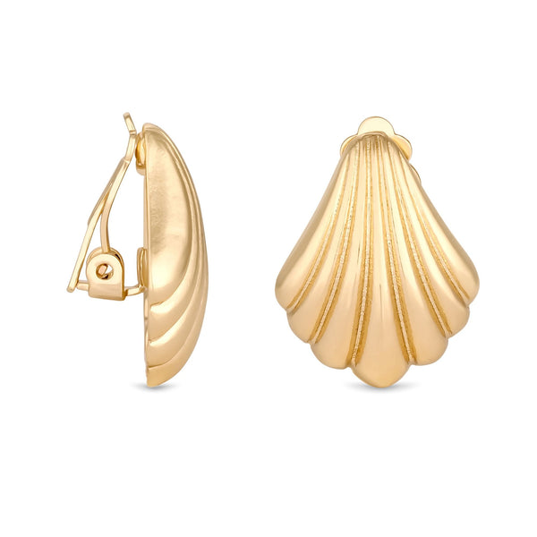 Jon Richard Gold Plated Polished Shell Clip Earrings