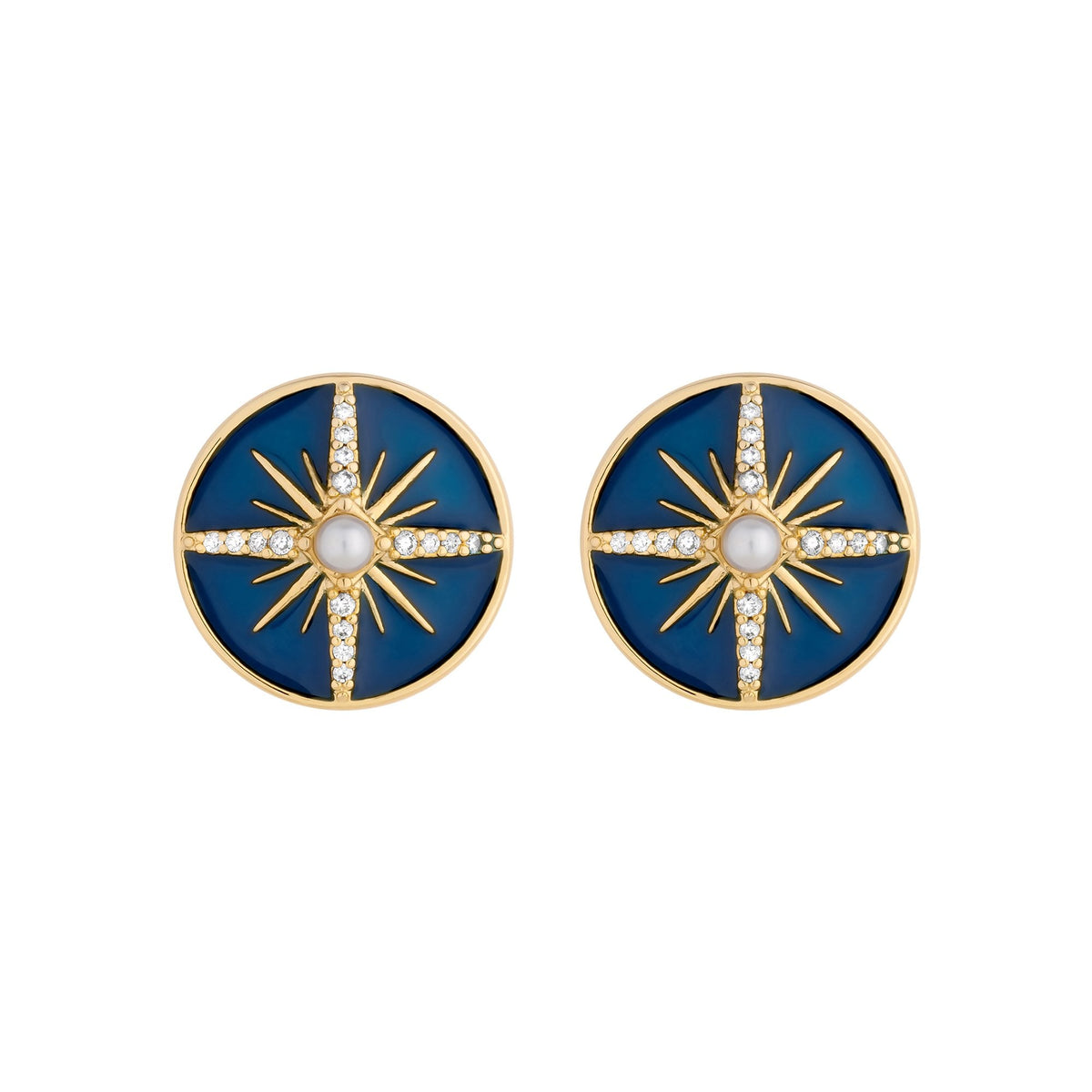 Jon Richard Gold Plated Cubic Zirconia Blue Celestial Stud Earrings