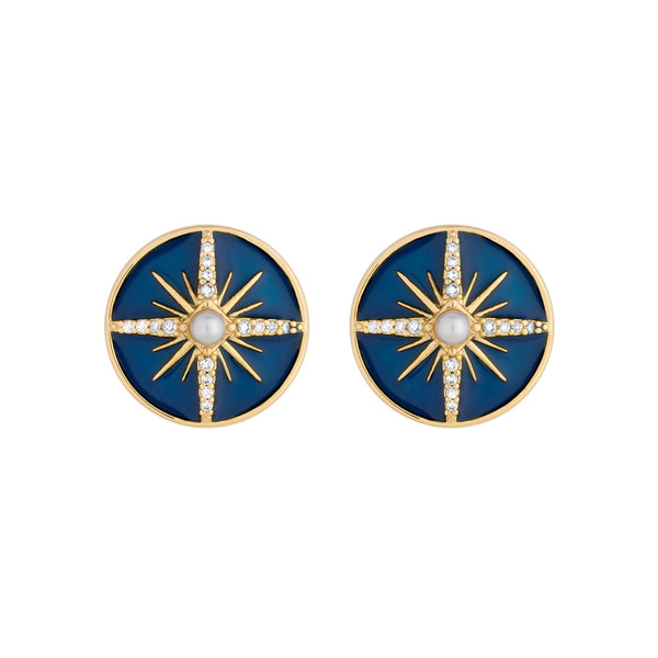 Jon Richard Gold Plated Cubic Zirconia Blue Celestial Stud Earrings