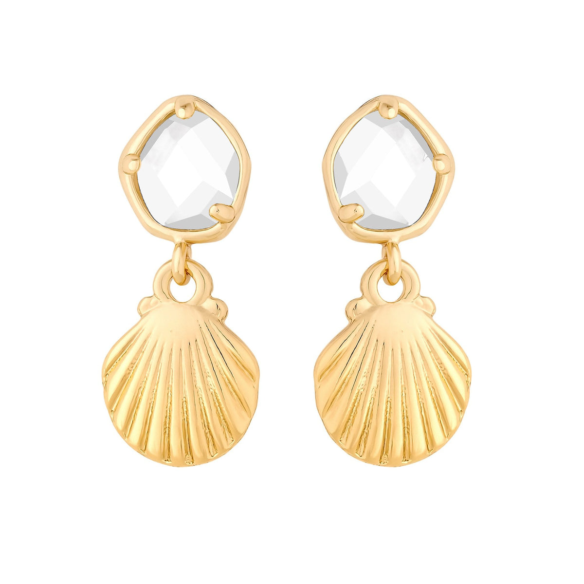 Jon Richard Gold Plated Shell And Crystal Drop Earrings