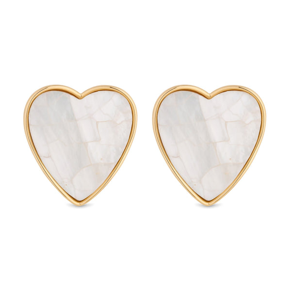 Jon Richard Gold Plated Mother Of Pearl Heart Stud Earrings