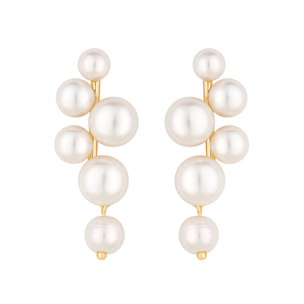 Jon Richard Gold Plated Pearl Stick Cluster Drop Earrings