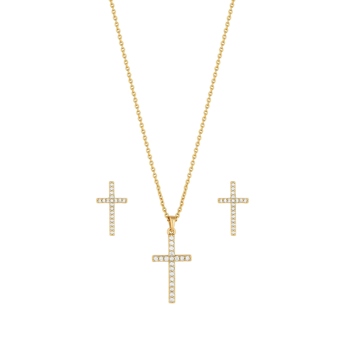 Jon Richard Gold Plated Cubic Zirconia Cross Set - Gift Boxed