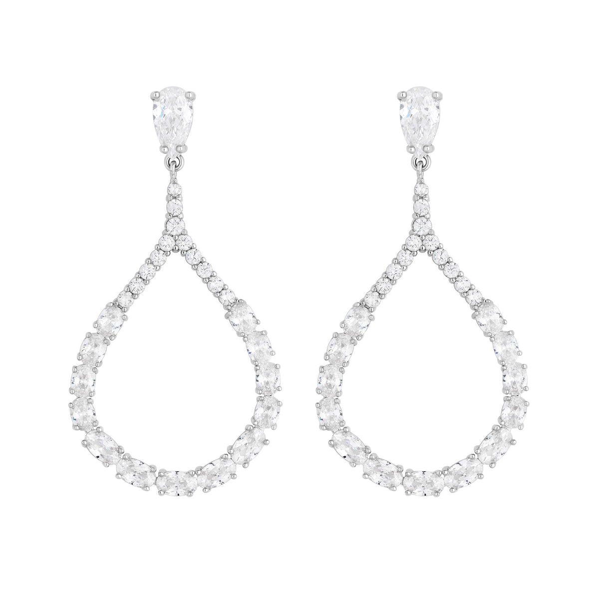 Jon Richard Rhodium Plated Cubic Zirconia Open Earrings