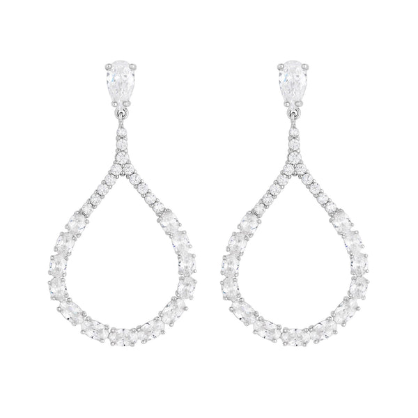 Jon Richard Rhodium Plated Cubic Zirconia Open Earrings