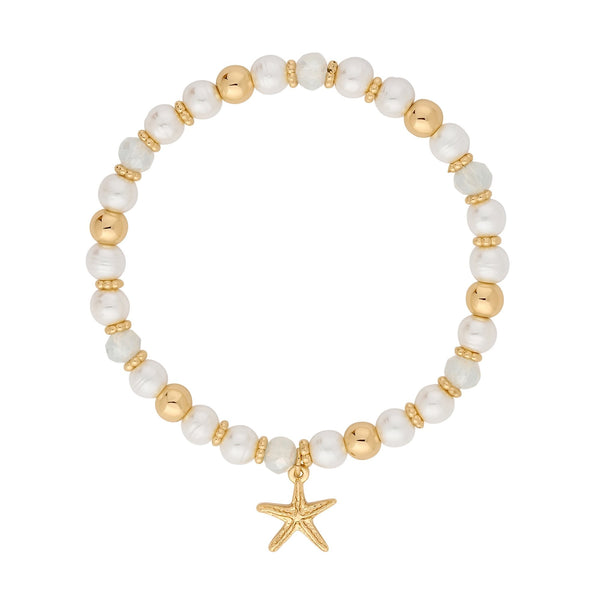 Lipsy Gold Beaded Charm Coastal Bracelet - Gift Boxed