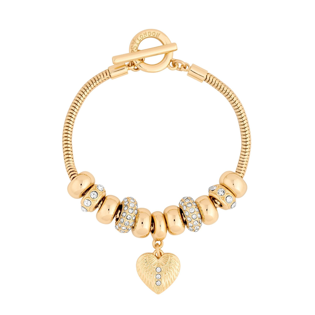 Lipsy Gold T Bar Coin Charm Bracelet - Gift Boxed