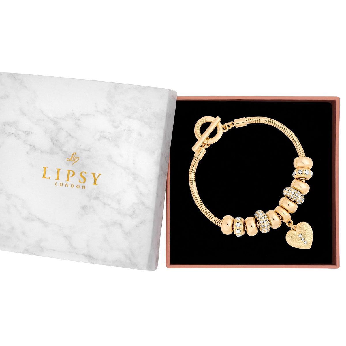 Lipsy Gold T Bar Coin Charm Bracelet - Gift Boxed