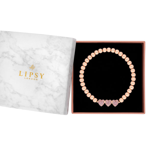 Lipsy Rose Gold Micro Pave Pink Stretch Bracelet - Gift Boxed