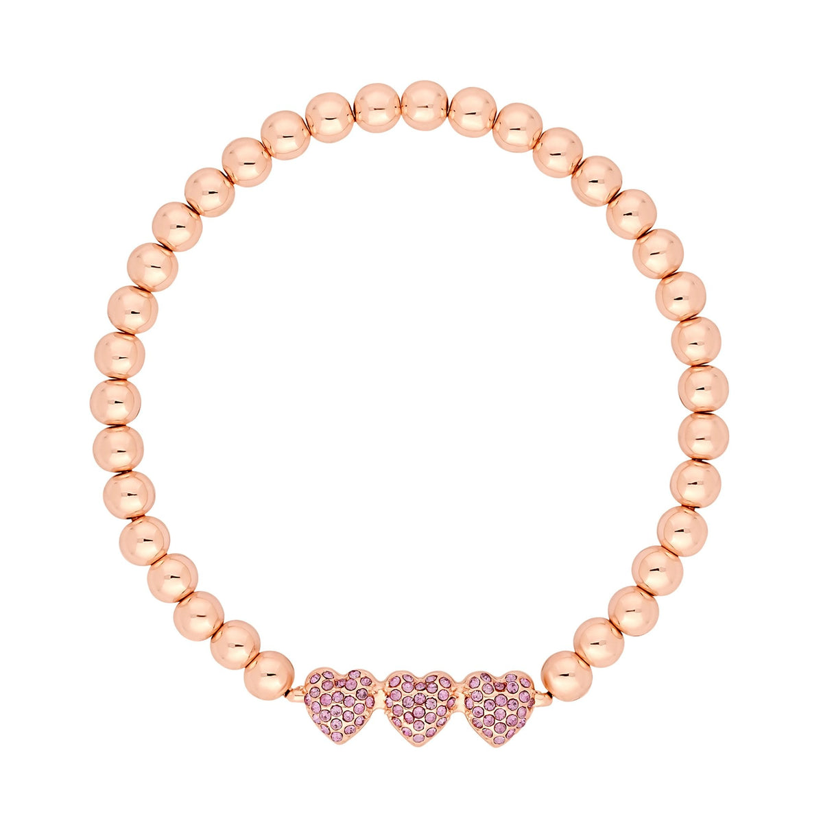 Lipsy Rose Gold Micro Pave Pink Stretch Bracelet - Gift Boxed