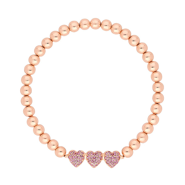 Lipsy Rose Gold Micro Pave Pink Stretch Bracelet - Gift Boxed