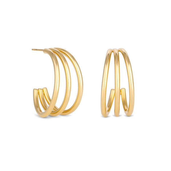 Mood Gold Stainless Steel Polished Medium Hoop Earrings