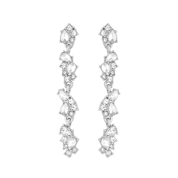 Mood Silver Crystal Mixed Stone Linear Drop Earrings