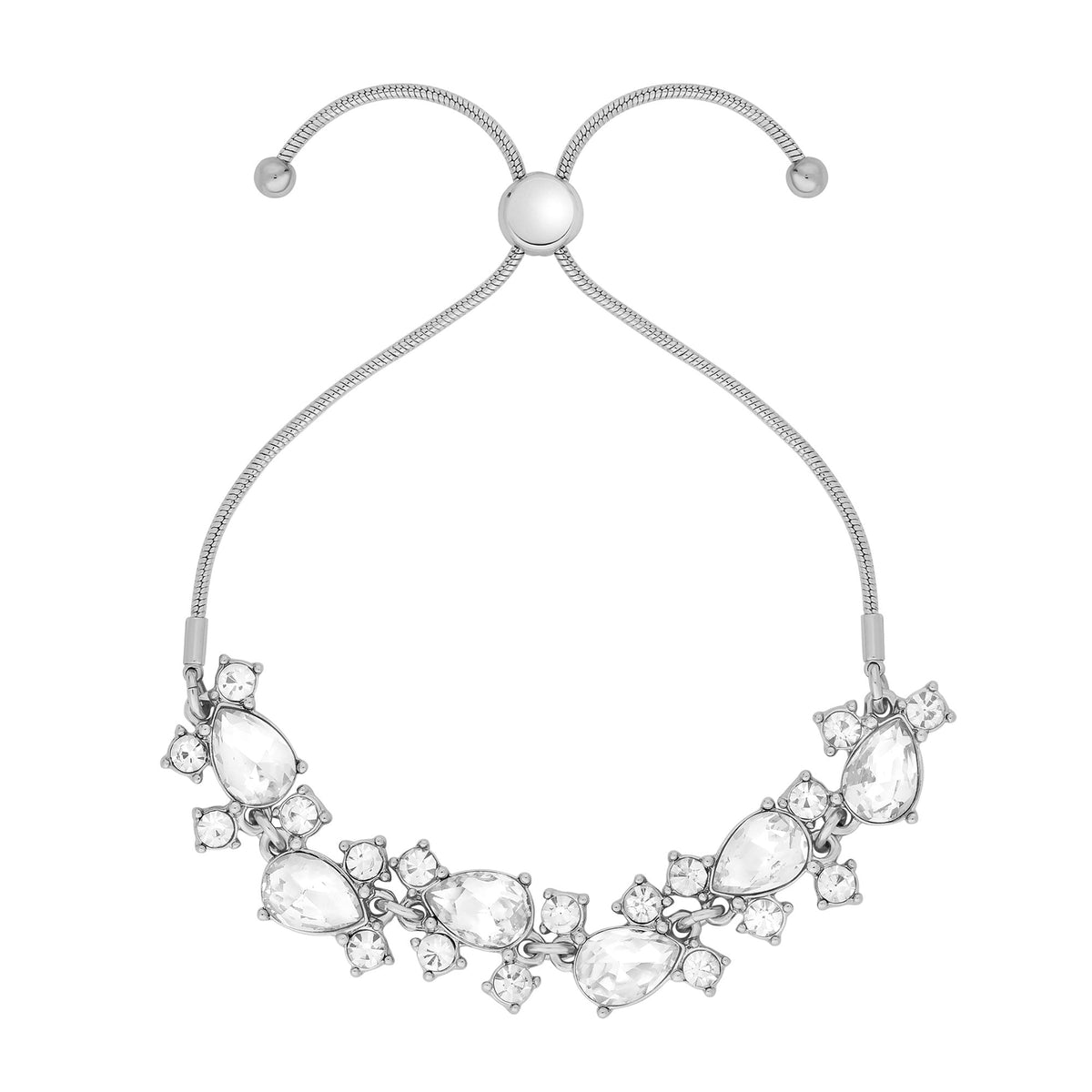 Mood Silver Crystal Mixed Stone Toggle Bracelet