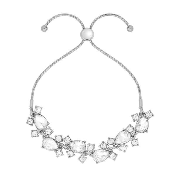 Mood Silver Crystal Mixed Stone Toggle Bracelet