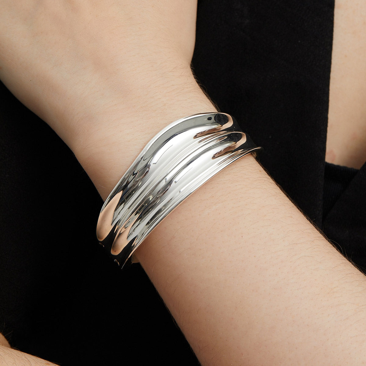 Inicio Recycled Sterling Silver Plated Polished Bangle Bracelet - Gift Pouch