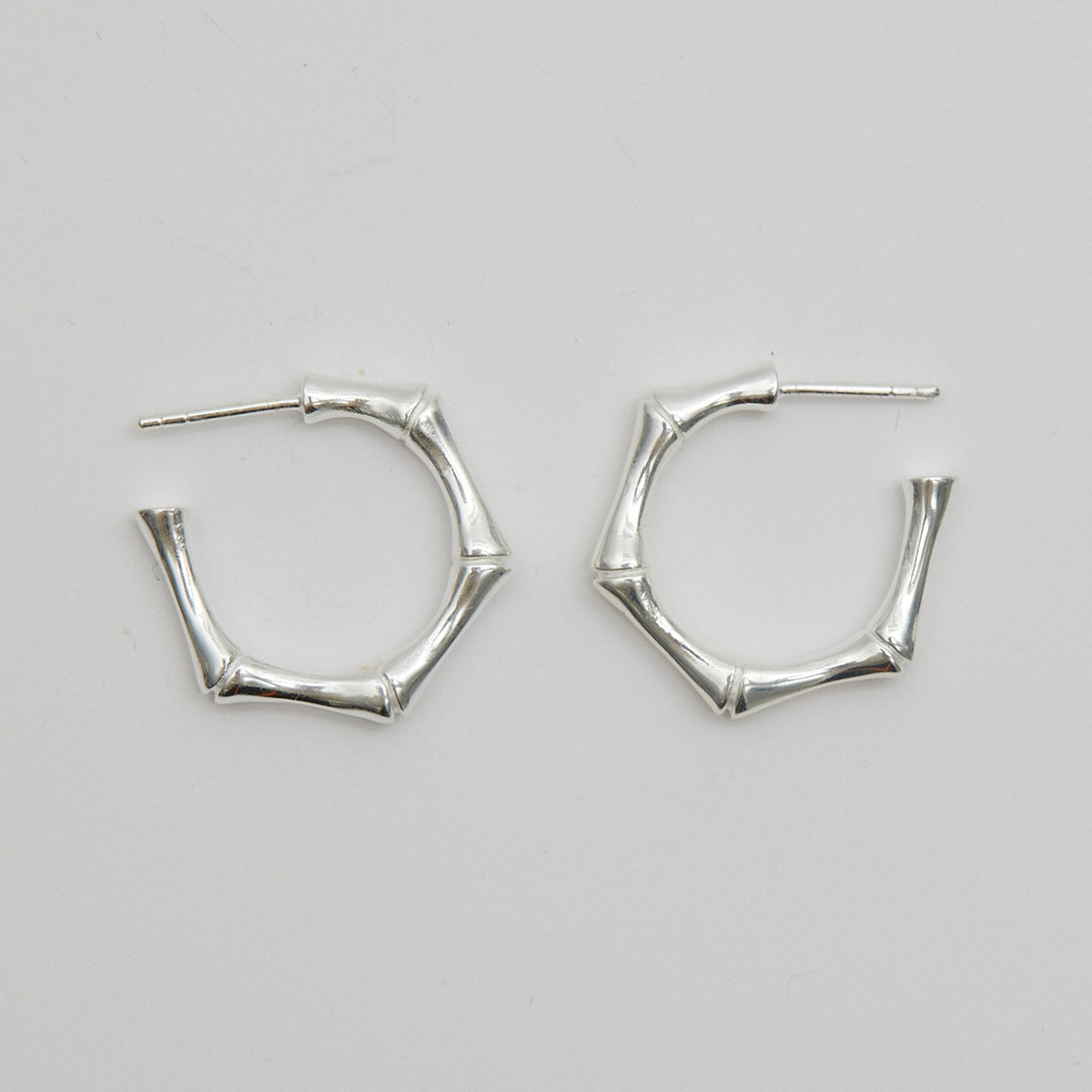 Simply Silver Sterling Silver 925 Bamboo Hoop Earrings