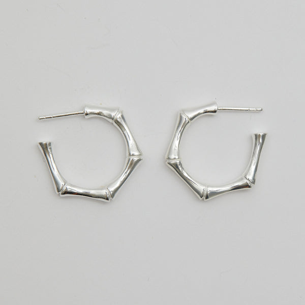 Simply Silver Sterling Silver 925 Bamboo Hoop Earrings