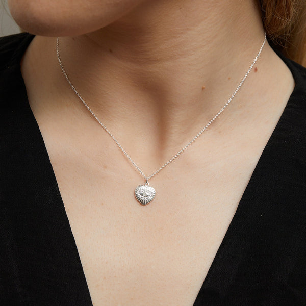Simply Silver Sterling Silver 925 Mother Of Pearl Heart Pendant Necklace