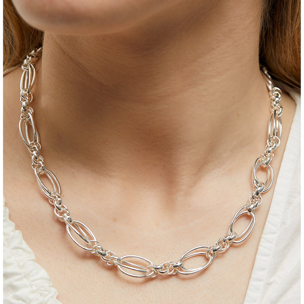 Mood Silver Polished Knot Chain T Bar Necklace