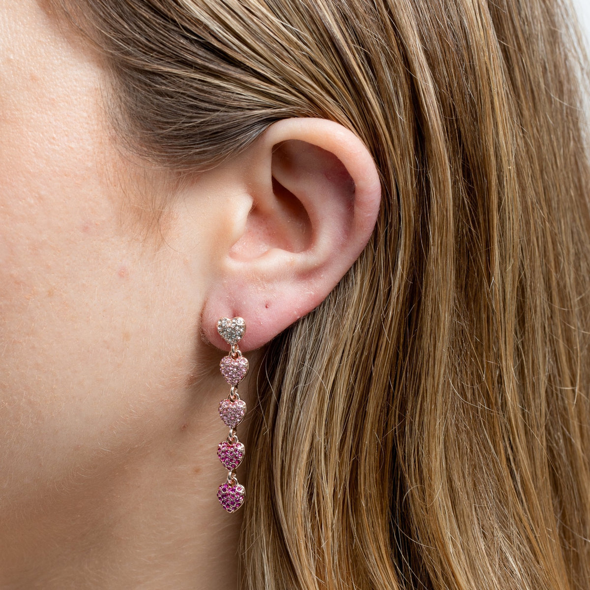 Lipsy Rose Gold Micro Pave Tonal Pink Drop Earrings