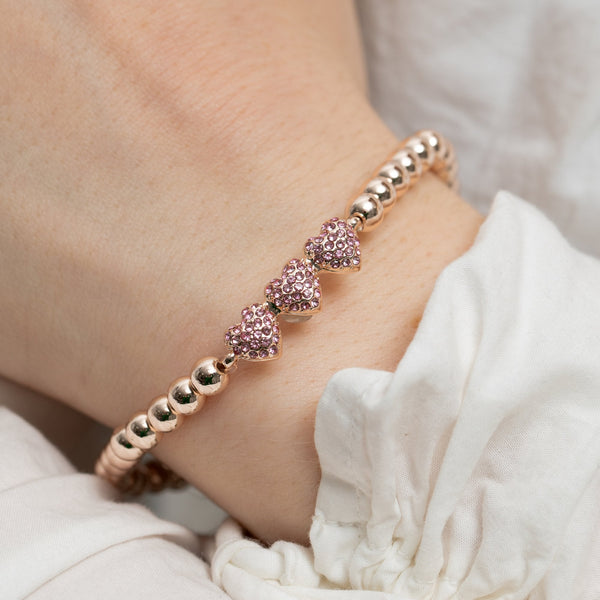 Lipsy Rose Gold Micro Pave Pink Stretch Bracelet - Gift Boxed