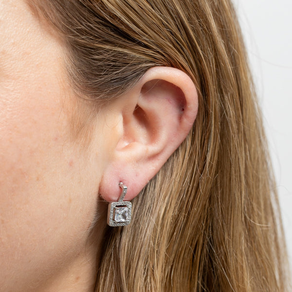 Jon Richard Rhodium Plated Cubic Zirconia Crystal Drop Earrings