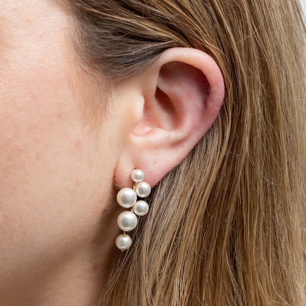 Jon Richard Gold Plated Pearl Stick Cluster Drop Earrings