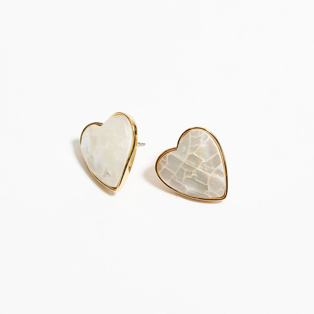 Jon Richard Gold Plated Mother Of Pearl Heart Stud Earrings