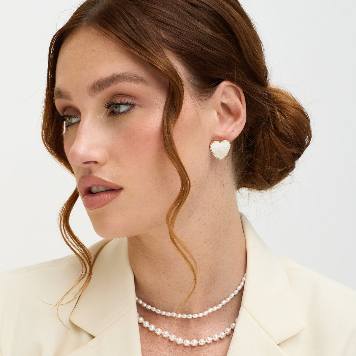 Jon Richard Gold Plated Mother Of Pearl Heart Stud Earrings