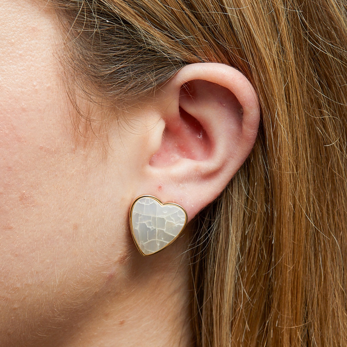 Jon Richard Gold Plated Mother Of Pearl Heart Stud Earrings