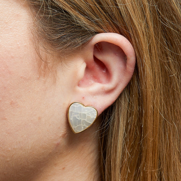 Jon Richard Gold Plated Mother Of Pearl Heart Stud Earrings