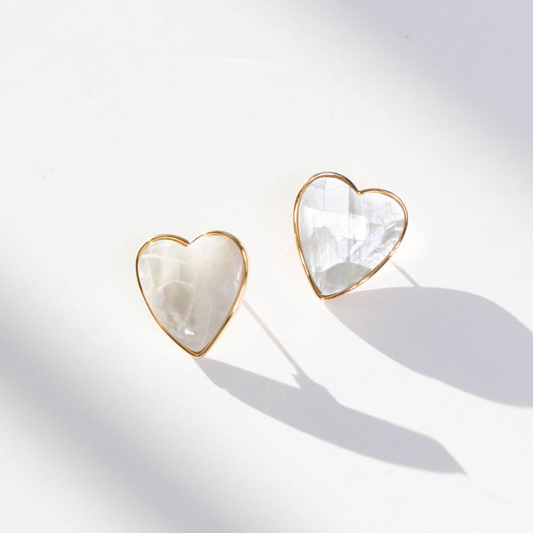 Jon Richard Gold Plated Mother Of Pearl Heart Stud Earrings