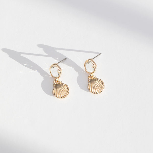 Jon Richard Gold Plated Shell And Crystal Drop Earrings