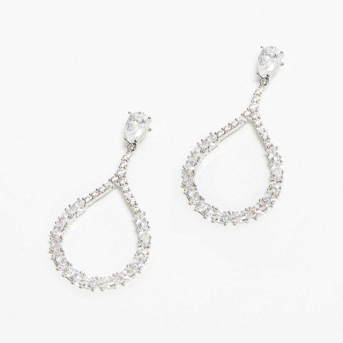 Jon Richard Rhodium Plated Cubic Zirconia Open Earrings