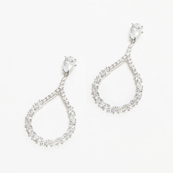 Jon Richard Rhodium Plated Cubic Zirconia Open Earrings