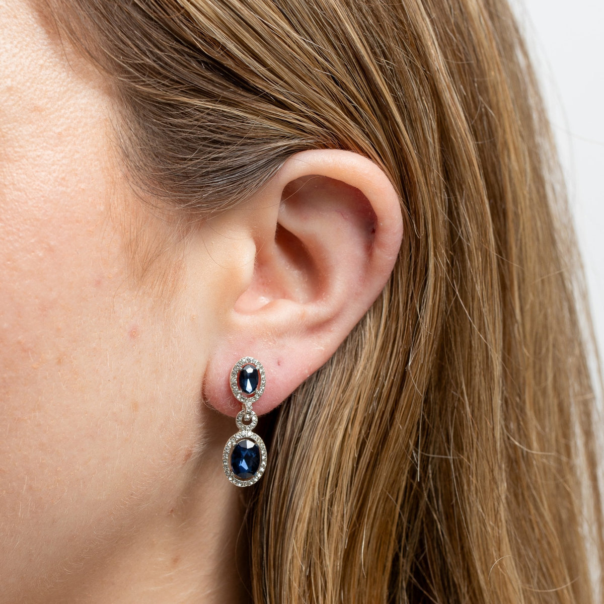 Jon Richard Silver Plated Blue Halo Earrings